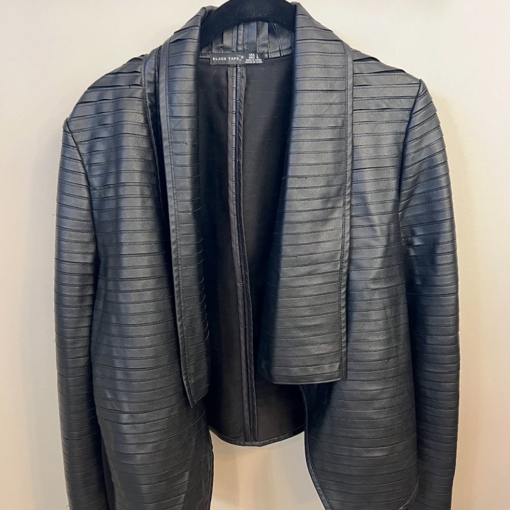 Ribbon Style Leather Jacket
